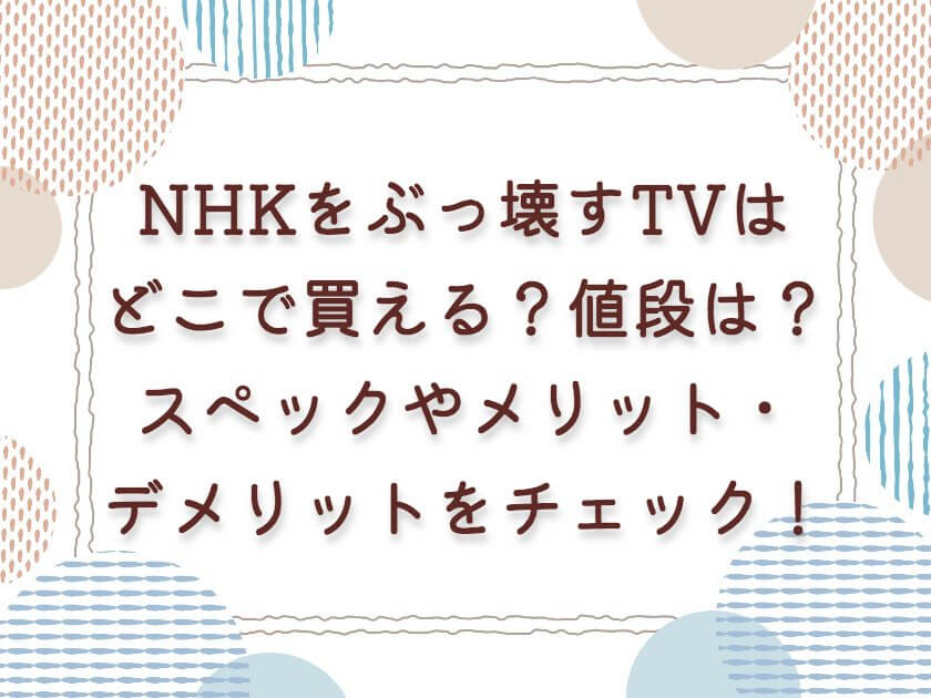 NHKをぶっ壊すTV(テレビ）はどこで買える？値段は？スペックやメリット・デメリットをチェック！